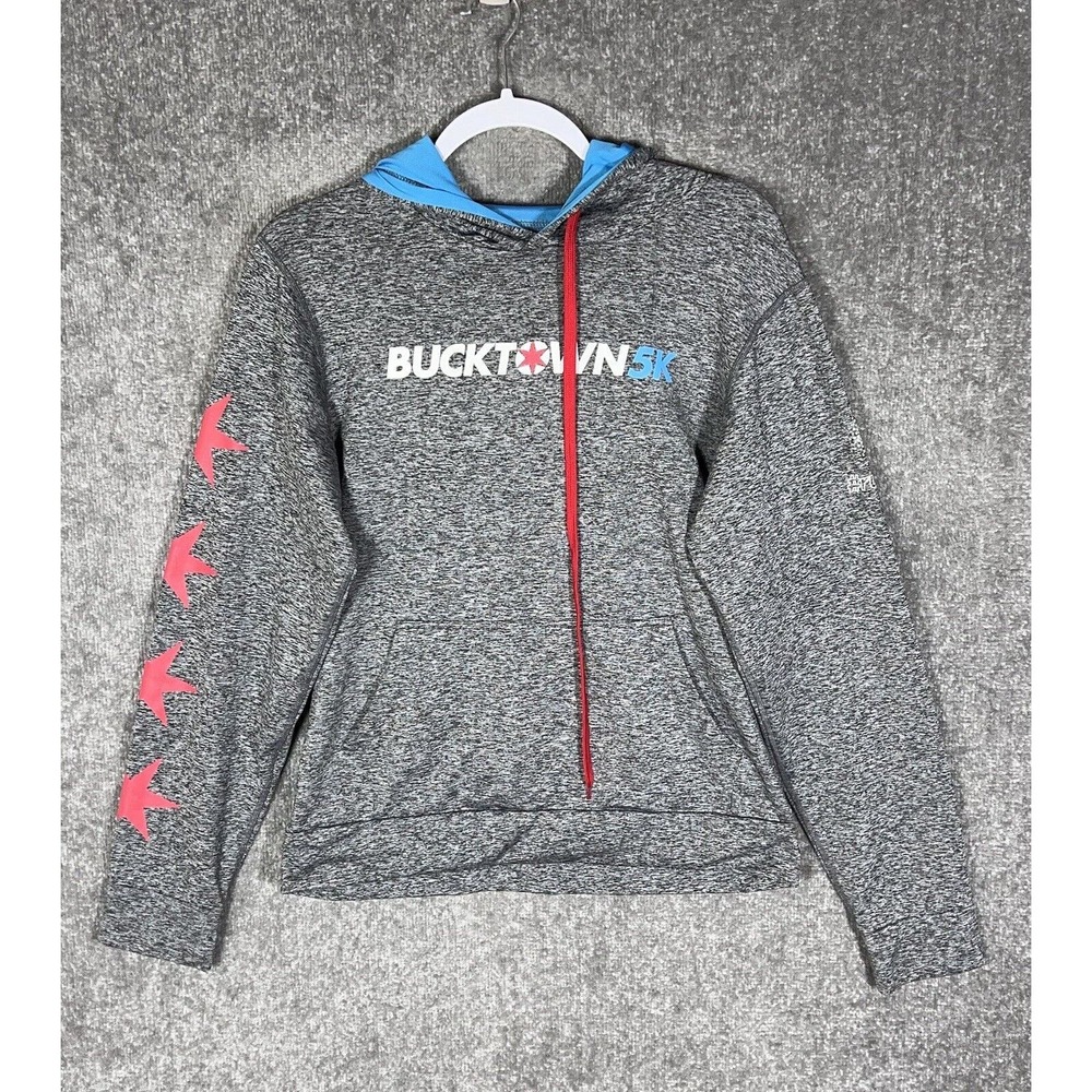 Running Man‎ Bucktown 5K RunChi Hoodie Sweatshirt Womens Size Medium Gray Pocket